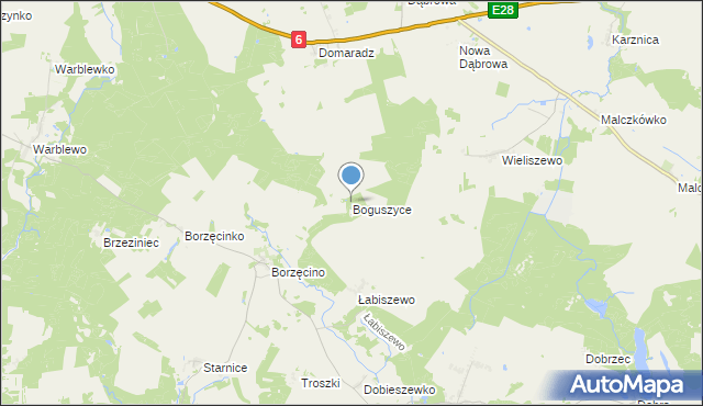 mapa Boguszyce, Boguszyce gmina Dębnica Kaszubska na mapie Targeo